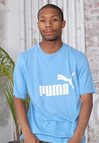 VINTAGE PUMA BIG LOGO T-SHIRT BLUE