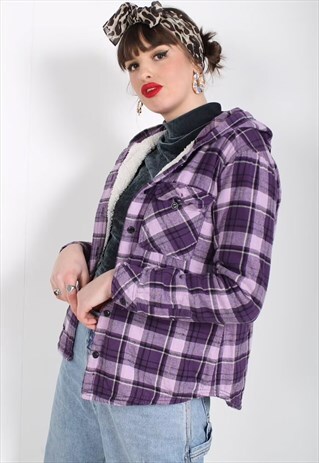 Vintage Check Flannel Fleece Lined Jacket Multi