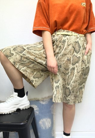 90S VINTAGE SNAKE PRINTED HIGHWAISTED SHORTS
