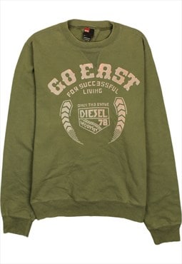 Vintage 90's Diesel Sweatshirt Spellout Crew Neck Green