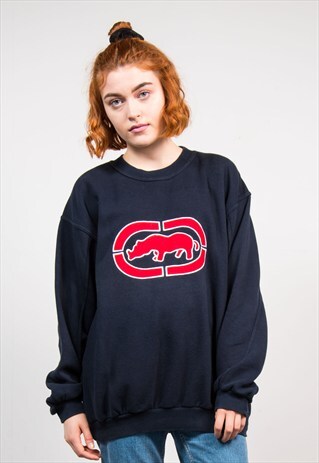 VINTAGE 90'S NAVY BLUE ECKO SWEATSHIRT TOP