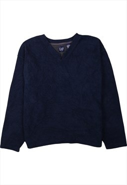 Vintage 90's Gap Fleece Jumper V Neck Navy