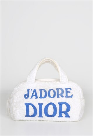 VINTAGE J'ADORE DIOR WHITE TERRYCLOTH BAG