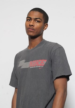 VINTAGE NIKE BIG CENTRAL LOGO T-SHIRT GREY