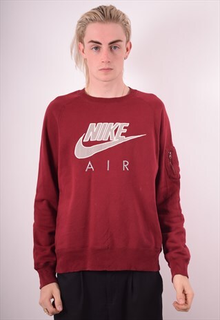 NIKE MENS VINTAGE SWEATSHIRT JUMPER MEDIUM MAROON 90S