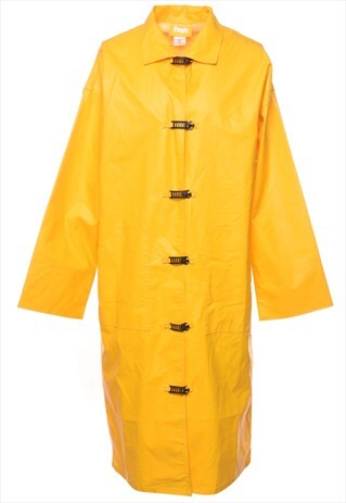 VINTAGE YELLOW CLASP FASTEN PEOPLE RAINCOAT - L
