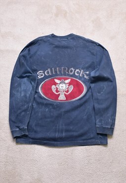 Vintage 90s Saltrock Blue Tie Dye Double Print Top
