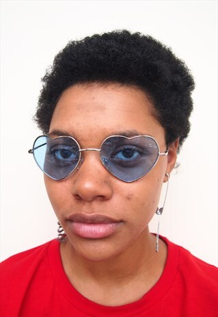 BLUE LENS HEART SHAPE SUNGLASSES
