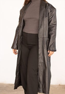 Vintage  Leather Jacket Matrix Long in Black M