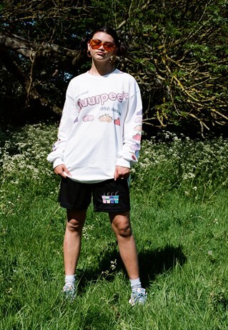 SHORTS IN BLACK WITH SLUURPEE EMBROIDERY