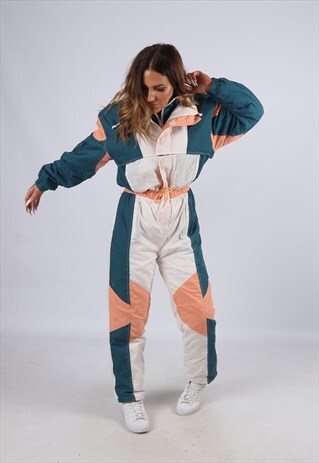 VINTAGE FULL SKI SUIT SNOW SPORTS 90'S UK S 10 (J4A)