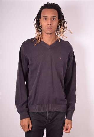 TOMMY HILFIGER MENS VINTAGE JUMPER SWEATER XL GREY 90S