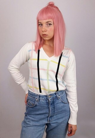 VINTAGE COTTON KNIT JUMPER/SWEATER GRAPHIC PATTERN