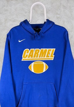 Vintage Blue Nike Hoodie Carmel College American Football
