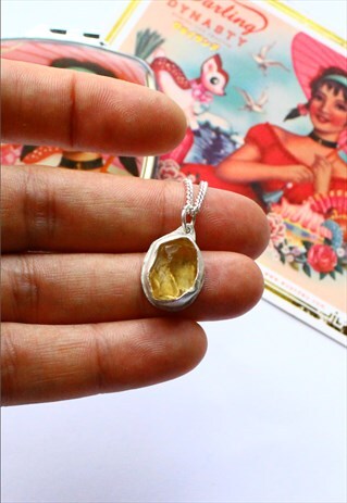 RAW GEMSTONE NECKLACE IN STERLING SILVER - ONE OF A KIND