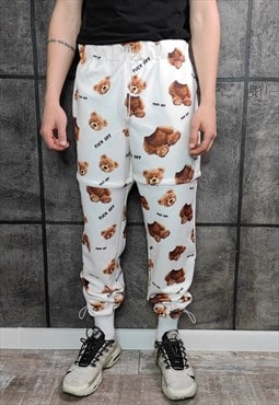 Teddy bear joggers detachable handmade shorts animal pants 