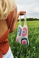 WHITE HANDMADE CROCHET SHOULDER TOTE BAG FOR SUMMER FESTIVAL