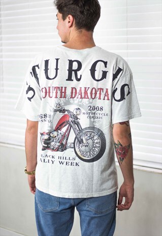 VINTAGE STURGIS BIKER T-SHIRT LOGO XL 8.4