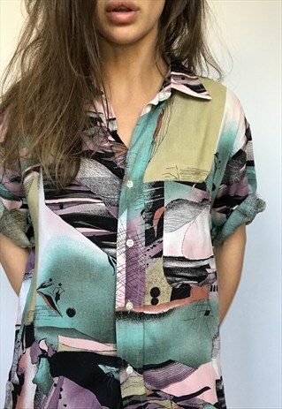 PATTERNED OVERSIZED RETRO VINTAGE UNISEX FESTIVAL SHIRT