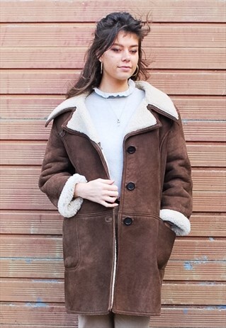 VINTAGE TAN REAL SHEARLING COAT