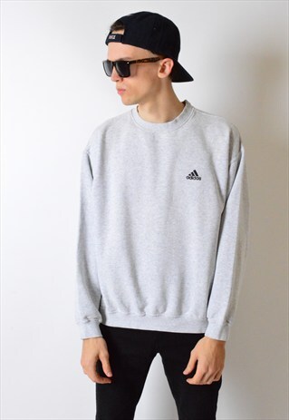VINTAGE 90S GREY MINIMALIST ADIDAS SWEATSHIRT JUMPER