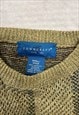 VINTAGE KNITTED JUMPER ABSTRACT PATTERNED GRANDAD SWEATER