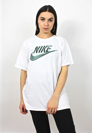 90'S RETRO WHITE AND GREY SPELL-OUT T-SHIRT