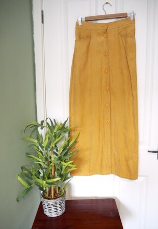 VINTAGE YELLOW BUTTON 70'S PENCIL SKIRT