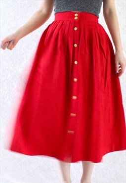 Vintage Wool Skirt Red XS B116