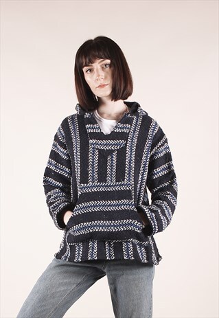 VINTAGE BAJA 90S BLUE STRIPED HOODY /MM1490