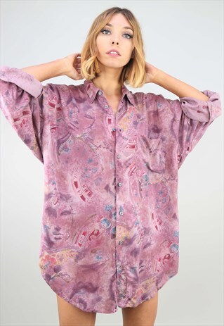 VINTAGE OVERSIZED LONG SLEEVE PATTERNED SHIRT