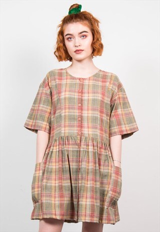 VINTAGE 90'S GRUNGE CHECK MINI DRESS