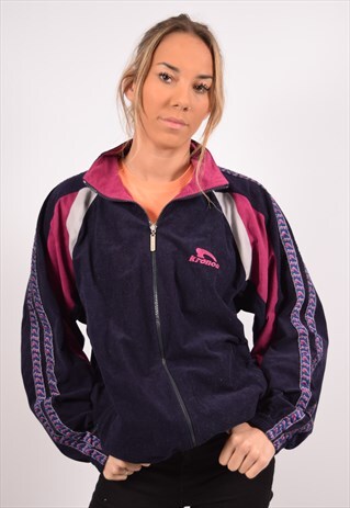 VINTAGE TRACKSUIT TOP JACKET NAVY BLUE