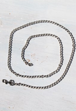 Stock y2k silver metallic simple chain belt.