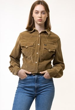 80s Vintage Corduroy Brown Kangaroo Woman Shirt size S 5583