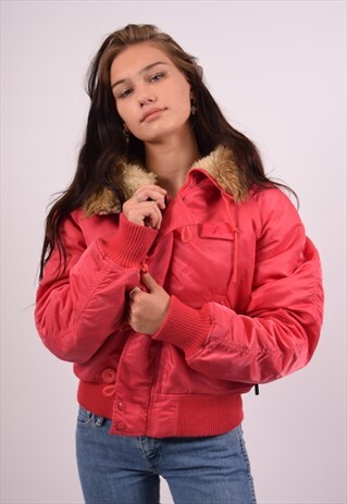 VINTAGE ALPHA INDUSTRIES PADDED BOMBER JACKET PINK