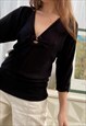 VINTAGE Y2K 00S FILIPPA K KEYHOLE FRONT KNITTED JUMPER TOP 