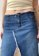 VINTAGE Y2K 00'S NAVY BLUE DENIM BOHO LONG MAXI SKIRT