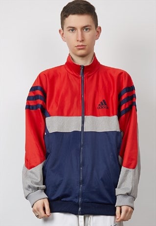 VINTAGE 80'S ADIDAS TRICOLOUR STRIPE SPORTS JACKET