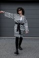  BLACK AND WHITE OVERSIZED NEOPRENE COAT