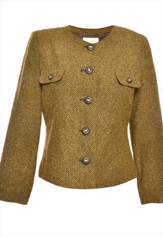 VINTAGE BUTTON-FRONT BOX FRONT GREEN JACKET - XL