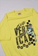 VINTAGE 90S RIFLE GRAPHIC PRINT SKATE T-SHIRT IN YELLOW