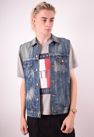 LEVI'S MENS VINTAGE DENIM GILET MEDIUM BLUE 90S