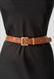70's Vintage Brown Ladies Leather Tooled Bird NZ Belt