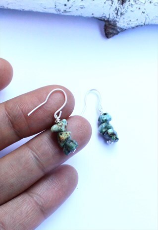TURQUOISE BOHO EARRINGS GEMSTONES IN STERLING SILVER