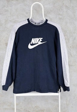 Vintage Nike Sweatshirt Blue Spell Out Small