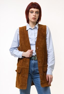 60s Vintage Suede Brown Vintage Waistcoat 5218