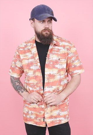 VINTAGE CRAZY PRINT HAWAIIAN SHIRT /R12179