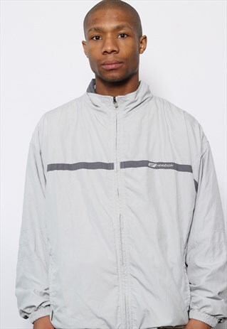 VINTAGE REEBOK LOGO TRACK TOP JACKET GREY