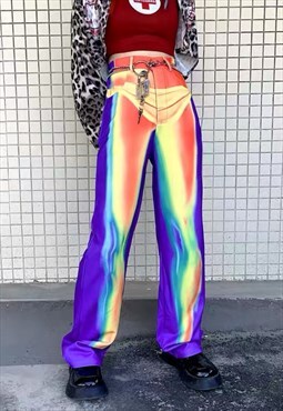 Grunge Multicolor Y2K Straight Pants